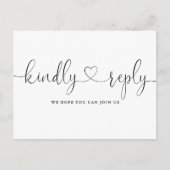 Zwart Wit Hart Script Lied Verzoek RSVP Uitnodiging Briefkaart (Voorkant)