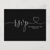 Zwart-Wit Hart Script Liedverzoek Uitnodiging Briefkaart (Voorkant)