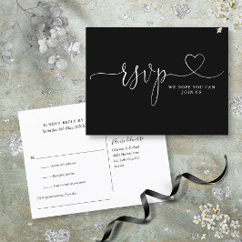 Zwart-Wit Hart Script Liedverzoek Uitnodiging Briefkaart