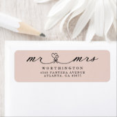 Zwart Wit Hart Script Mr & Mrs Huwelijkslabel Etiket (Insitu)