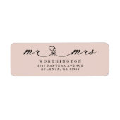 Zwart Wit Hart Script Mr & Mrs Huwelijkslabel Etiket (Voorkant)
