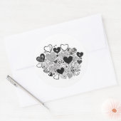 Zwart-wit hart stickers (Envelop)