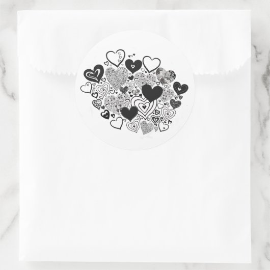 Zwart-wit hart stickers (Tas)
