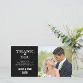 Zwart & Wit Hart Trouwfoto Dank u kaarten (Staand voorkant)