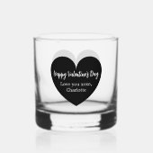 Zwart wit hart Valentijnsdag Whisky Glas (Achterkant)