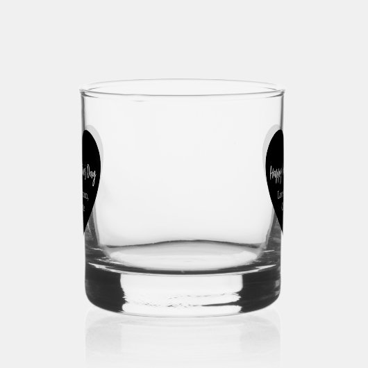 Zwart wit hart Valentijnsdag Whisky Glas (Links)