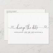 Zwart-wit hart Verander de datum Aankondigingskaart (Voorkant / Achterkant)