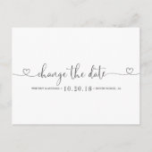 Zwart-wit hart Verander de datum Aankondigingskaart (Voorkant)