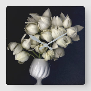 "Zwart wit hart" Vierkante Klok