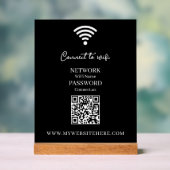 Zwart Wit Hart WiFi Acryl Bord (Neutraal)