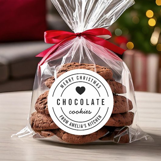 Zwart Wit Hart Zelfgemaakte Keuken Vrolijk Kerstfe Ronde Sticker