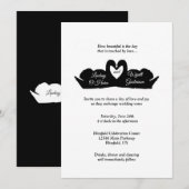 Zwart & Wit Hart & Zwanen Modern Minimalistische T Kaart (Voorkant / Achterkant)