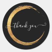 Zwart wit Hartelijk dank Gold Lijst Modern Ronde Sticker (Voorkant)