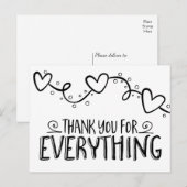 Zwart & Wit Hartelijk dank Harten Trouwfeest Briefkaart (Voorkant / Achterkant)