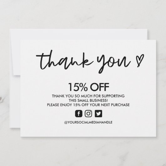 Zwart-wit Hartelijk dank Medium invoegen Kaart (Voorkant)