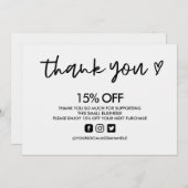 Zwart-wit Hartelijk dank Medium invoegen Kaart (Voorkant / Achterkant)