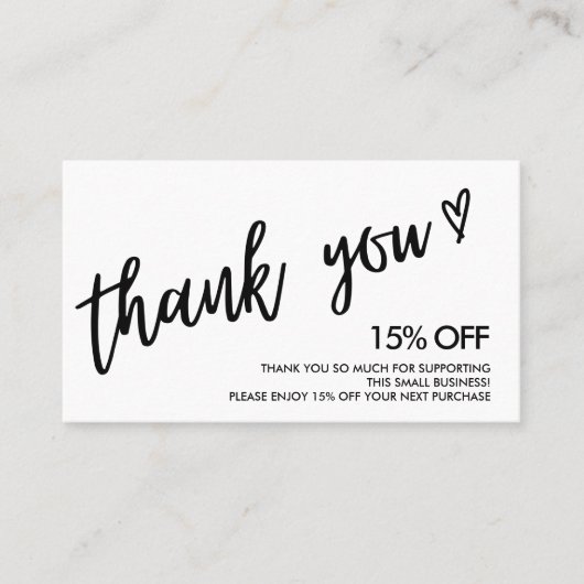 Zwart-wit Hartelijk dank Visitekaartje (Voorkant)