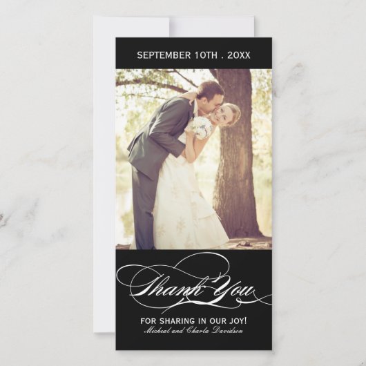 Zwart-wit - Hartelijk dank voor uw fotokaart (4x8) Bedankkaart (Voorkant)