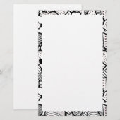 Zwart wit harten patronen briefpapier (Voorkant / Achterkant)