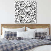 Zwart wit harten patronen canvas afdruk (Insitu (Slaapkamer))