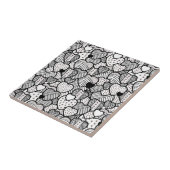 Zwart wit harten patronen tegeltje (Zijkant)