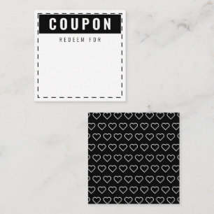 Zwart-wit harten Patroon Modern Blank Coupons Notitiekaartje