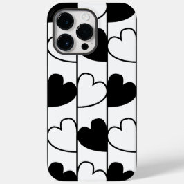 Zwart-wit harten strepenpatroon Case-Mate iPhone 14 pro max hoesje