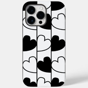 Zwart-wit harten strepenpatroon Case-Mate iPhone 14 pro max hoesje