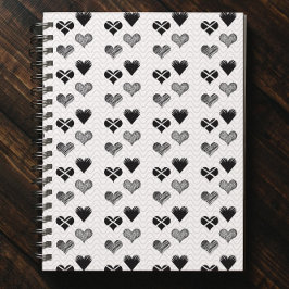 Zwart-wit harten tekening - Simpele Diversiteit Notitieboek