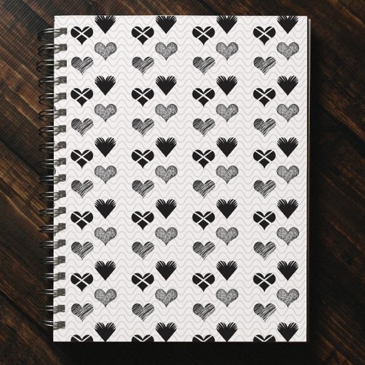 Zwart-wit harten tekening - Simpele Diversiteit Notitieboek