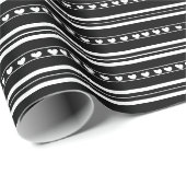 Zwart-wit hartjes in strepen cadeaupapier (Rol Hoek)