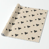 Zwart-wit Hartjes Patroon Cadeaupapier (Uitgerold)