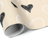 Zwart-wit Hartjes Patroon Cadeaupapier (Rol Hoek)