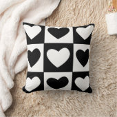 Zwart-wit hartjes valentijnsdag decor kussen (Deken)