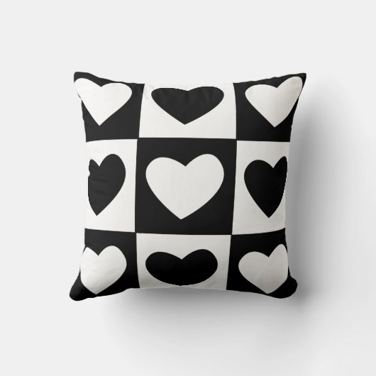 Zwart-wit Hartjes Valentijnsdecoratie Kussen (Achterkant)