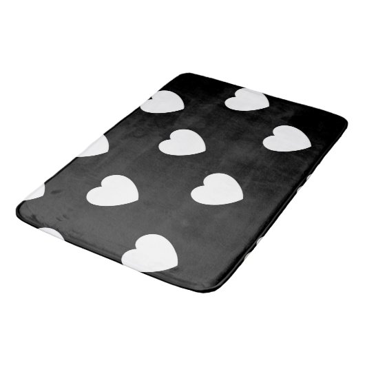 Zwart-wit hartpatroon badmat (Gekanteld)