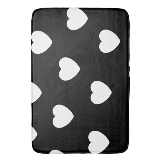 Zwart-wit hartpatroon badmat (Voorkant Verticaal)