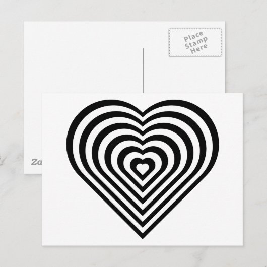 Zwart-wit hartpatroon briefkaart (Voorkant / Achterkant)