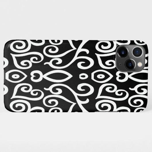 Zwart-wit hartpatroon iPhone hoesje (Achterkant horizontaal)