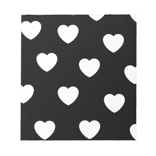 Zwart-wit hartpatroon notitieblok (Voorkant)
