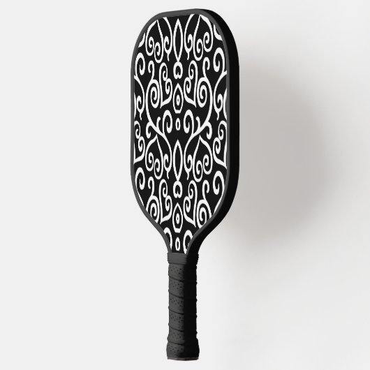 Zwart-wit hartpatroon pickleball paddle (Links)