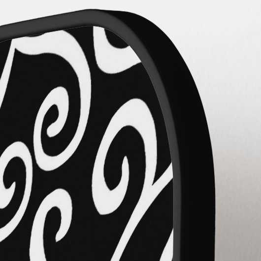 Zwart-wit hartpatroon pickleball paddle (Links Detail)