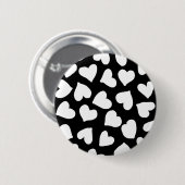 Zwart-wit hartpatroon ronde button 5,7 cm (Voorkant /achterkant)