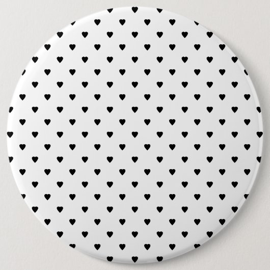 Zwart-wit hartpatroon. ronde button 6,0 cm (Voorkant)