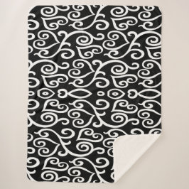 Zwart-wit hartpatroon sherpa deken