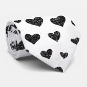 Zwart-wit hartpatroon stropdas (Opgerold)