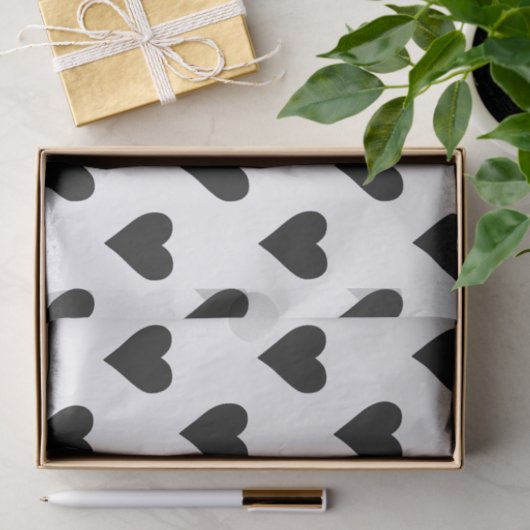 Zwart-wit hartpatroon tissuepapier (Geschenk)