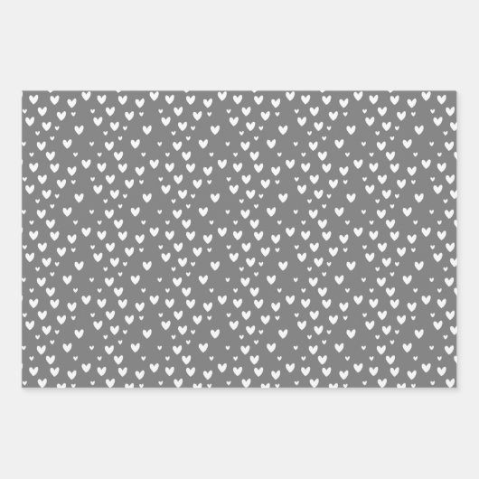 Zwart-wit hartpatroon Valentijnsdag Inpakpapier Vel (Voorkant)