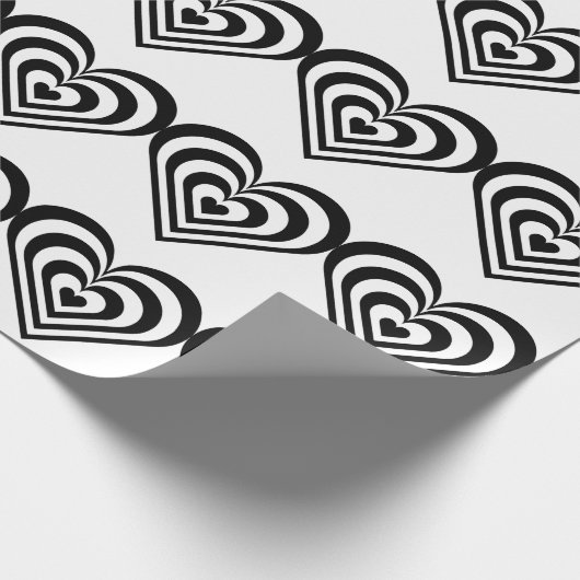Zwart & Wit Hartprint Inpakpapier (Hoek)