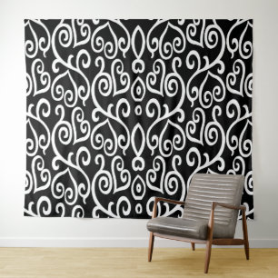 Zwart-wit hartprint wandkleed